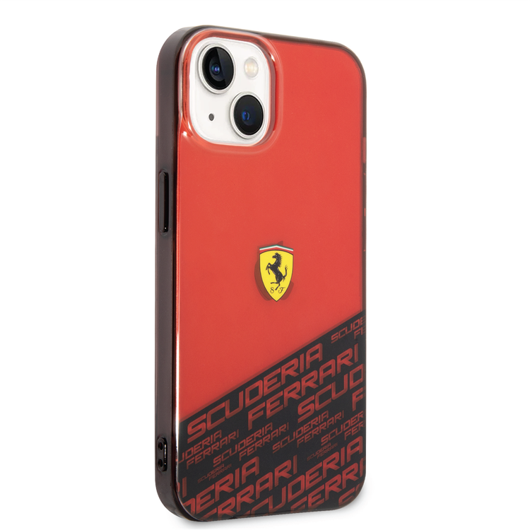 Ferrari PC/TPU IML Case with Bottom Scuderia Allover Print iPhone 14 Compatibility - Red