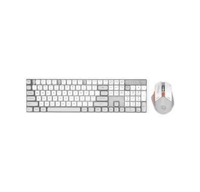 Porodo Gaming Wireless Keyboard with Mouse, 1600 DPI, Plug & Play, Gaming Design, Compatible with Windows & Mac - White / Gray 