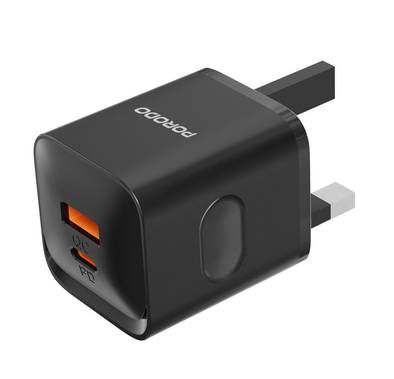 Porodo PD+QC 20W UK Wall Charger with Type-C to Lightning...