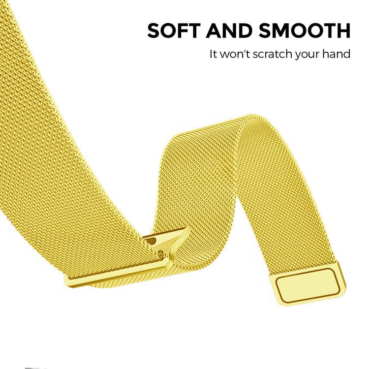 AhaStyle Magnetic Stainless Steel Milanese Mesh Loop Strap for Smartwatch - Lightweight Design - Replacement Wrist Band Strap Compatible for Apple Watch 42 / 44mm - Gold