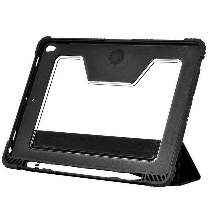 Devia Shock Series Shockproof Case with Pencil Slot for Apple iPad 10.2", Elegant Slim Lightweight Stand Protective Cover, Full Protection Case - Black