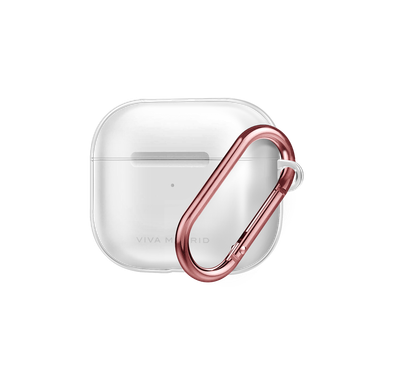 Viva Madrid Clar Case Compatible for AirPods 3 With Rose Gold Keychain, Scratch & Drop Resistant, Dustproof & Absorbing Protective Silicone Cover Suitable with Wireless Chargers - Clear