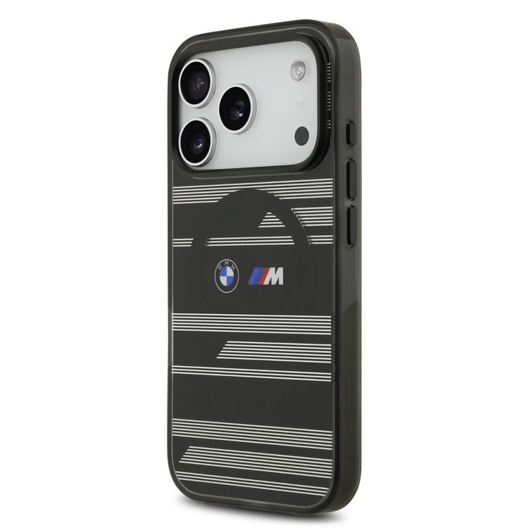 BMW MagSafe Transparent IML Case with Metal Buttons & Line Designs for iPhone 17 Pro Max, Sustainable Packaging, Easy Snap-On, Slim Profile, Drop Protection - Smokey Black