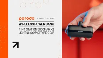 Buy Porodo 5000mAh Lightning& Type-C Power Bank Station With Charging Base (PD-PBFCH026-BK)