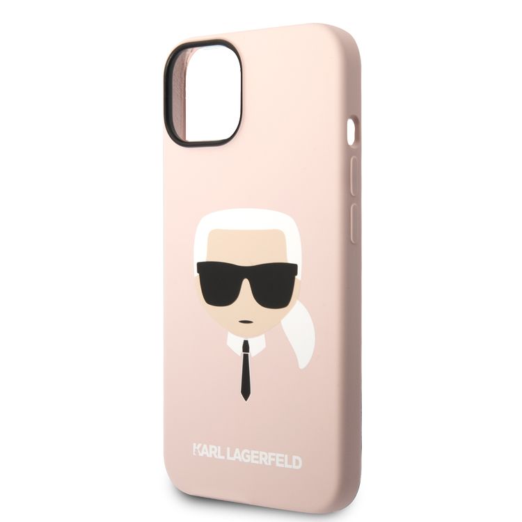 Karl Lagerfeld Liquid Silicone Case with Karl Head Logo iPhone 14 Compatibility - Pink
