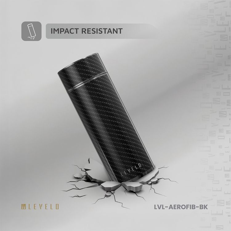 Levelo AeroFiber 350mL Carbon Fiber Bottle, Dual 100°C Heat Resistant, BPA-Free, Leak-Proof, 8-Hour Temperature Stability, Scratch-Resistant Carbon Fiber, Odor-Free - Black