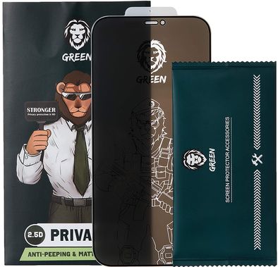 Green 2.5D AG Privacy Glass Screen Protector for iPhone 12 / 12 Pro (6.1")