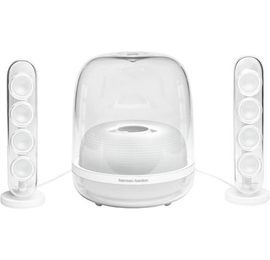 Harman Kardon Soundsticks 4 Wireless Bluetooth 2.1 Speaker System, Iconic Transparent Design, Extraordinary Sound, Rich Bass from Powered Subwoofer - White