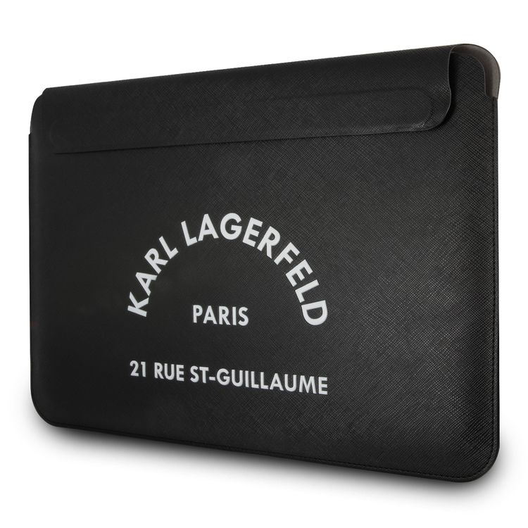 Karl Lagerfeld Saffiano Computer Sleeve 16" Compatible for a 16-inch notebook / tablet, Slim Lightweight Portable Storage Bag, Protective Case Cover, Officially Licensed - Black