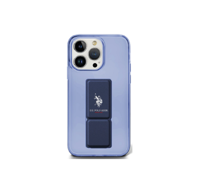 U.S. Polo iPhone 15 Pro For Translucent Case With Leather Gripstand - Blue