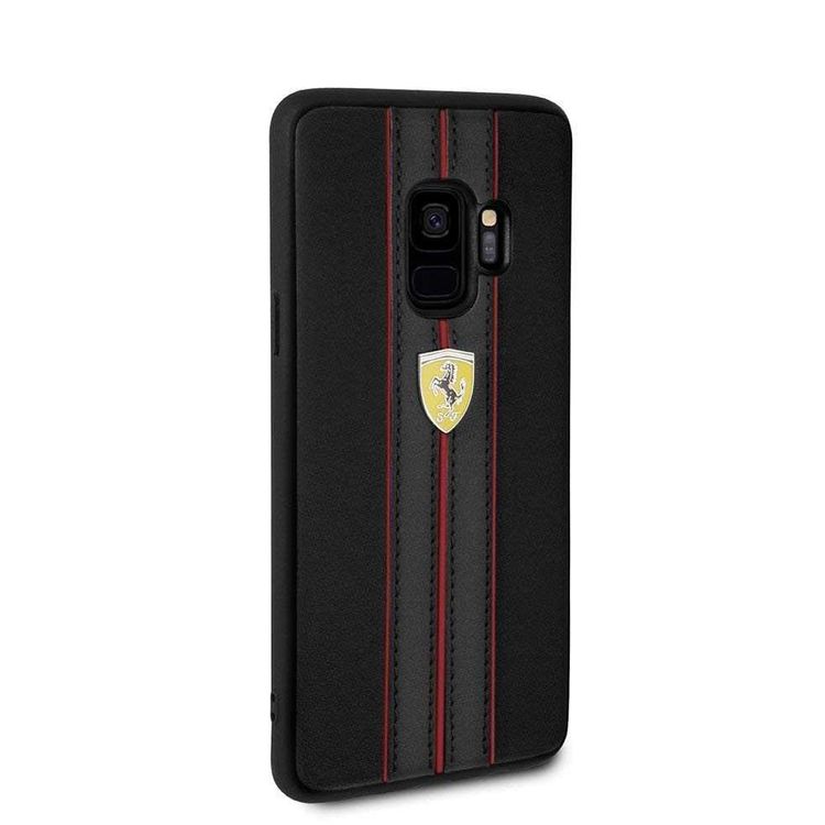 CG MOBILE Ferrari On Track PU Leather Hard Phone Case Compatible for Samsung Galaxy S9 | Protective Mobile Case Officially Licensed - Black