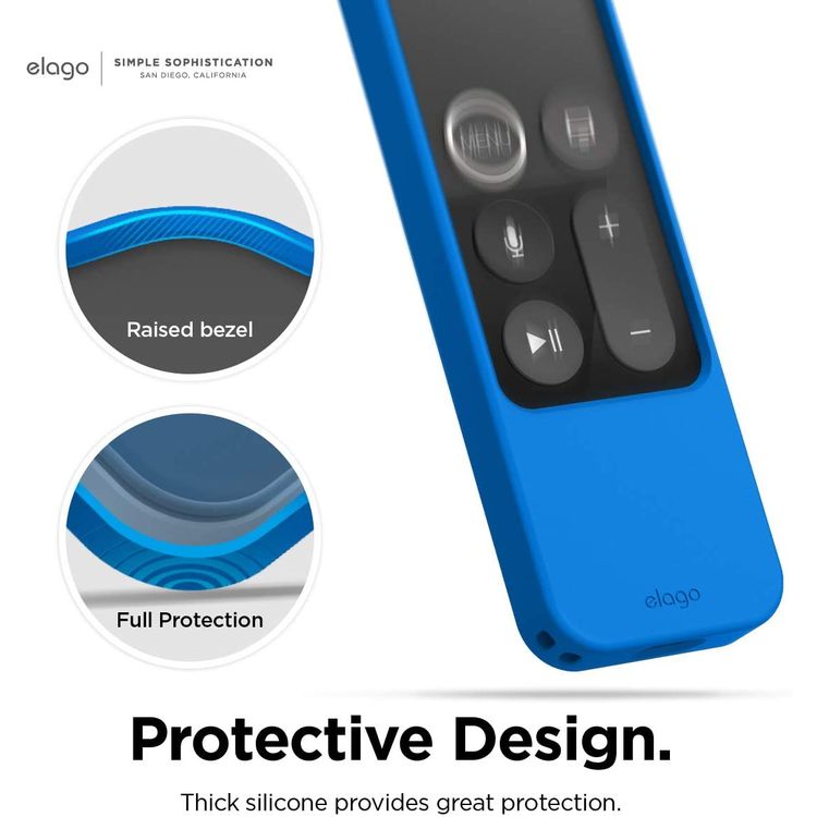 Elago R4 Retro Apple TV Remote Case Compatible with Apple TV Siri Remote 4K 5th / 4th Generation, Classic Controller Design [Non-Functional], Extra Protection, Lanyard Included - Blue