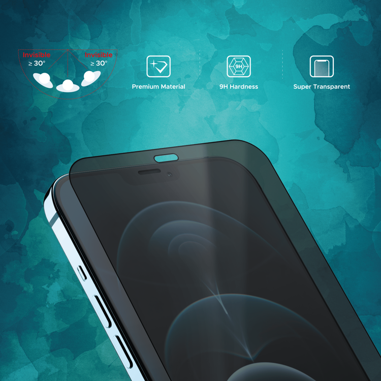 واقي شاشة Liberty Guard Matte Privacy Full Cover بحافة مستديرة لهاتف iPhone 12 Pro Max، مضاد للصدمات والتأثير - الخصوصية