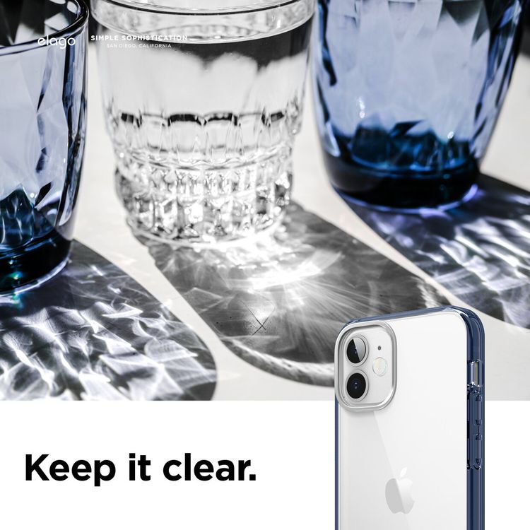 Elago Hybrid Case Compatible w/ iPhone 12 Mini (5.4")Ultimate Protection, Raised Bezel for More Protection, Supports Wireless Charge, Anti-Yellowing, Shock Absorbing - Jean Indigo