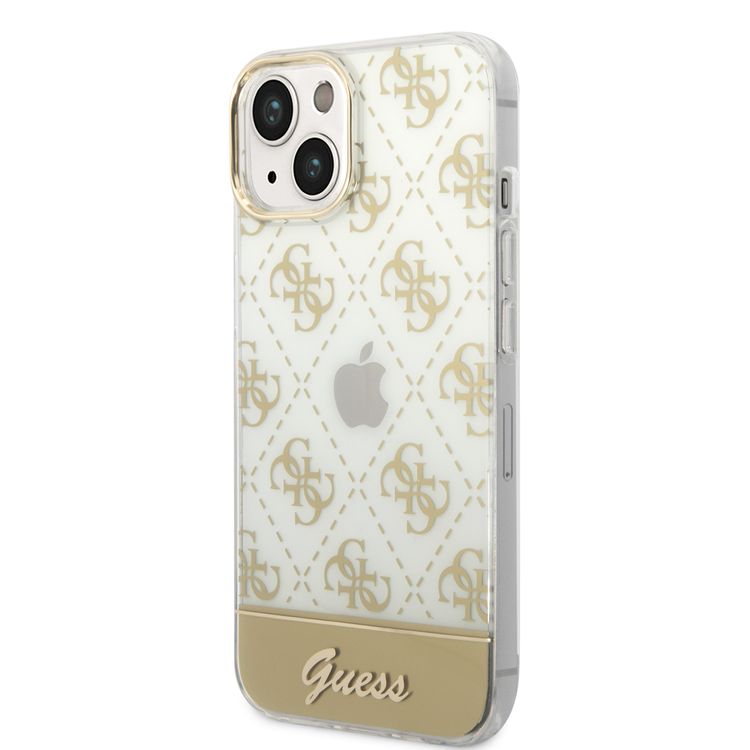 Guess IML Case With Electroplated 4G Pattern & Bottom Stripe Script Logo - Gold