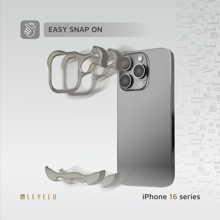 Levelo Metallo Pro Aluminum Bumper Case for iPhone 16 Pro with Impact-Resistant Corners, Durable Material, Easy Snap-on, Comfortable & Secure Grip - Titanium