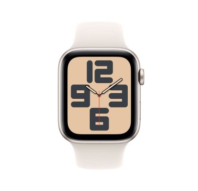 Apple Watch SE 2024 GPS 44mm Starlight Aluminum Case with Starlight Sport Band, M/L - Starlight
