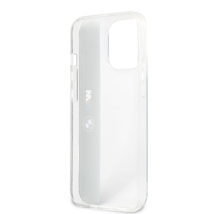 CG MOBILE BMW M Collection PC/TPU Hard Case Vertical Blue Line & Black Stripe Compatible with iPhone 13 Pro (6.1") Suitable with Wireless Chargers Officially Licensed Transparent