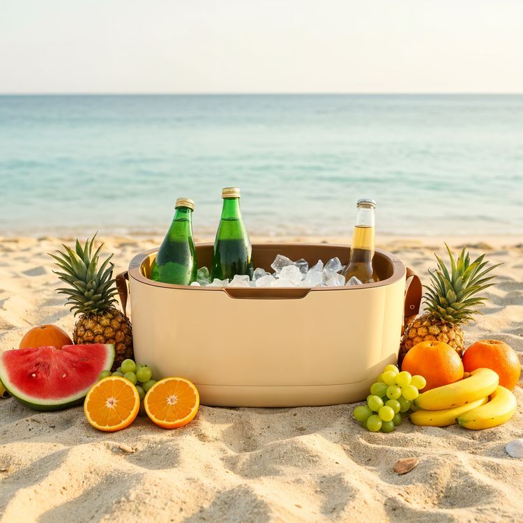 Green Lion Vintage Insulated Cooler Box 12L with Leak-Proof Design, Food-Grade Safety, Triple-Layer Insulation, Hot and Cold Storage, Adjustable Strap, Airtight Protection, Impact Resistant, Travel Friendly, Long-Lasting Insulation - Beige 