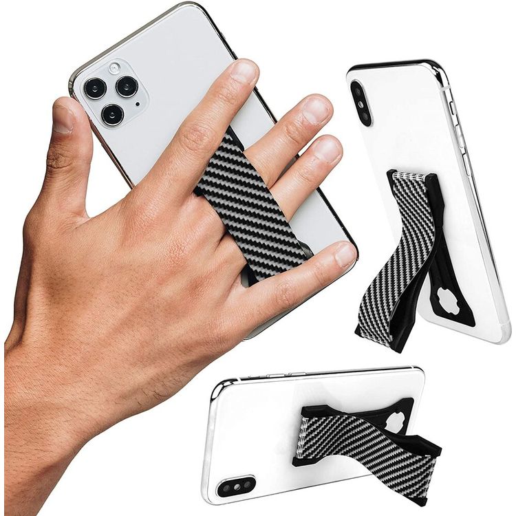  هاندل قبضة الهاتف المحمول بحزام مطاطي | حزام الهاتف المحمول اللاسلكي متوافق مع الشحن - ألياف كربونيه