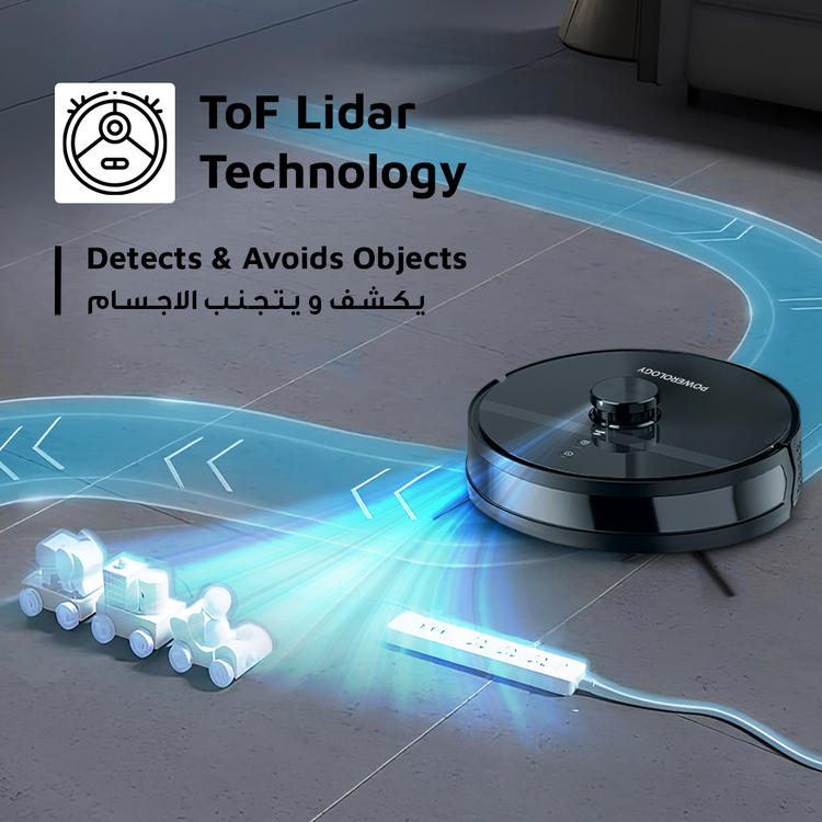 Powerology Smart Station Robot Vacuum & Mop, Smart Navigation , Brushless Motor , Suction Power, Powerful Motor & Suction - Black