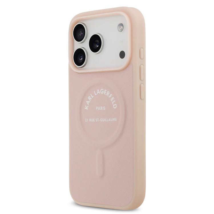 Karl Lagerfeld MagSafe PU Case with Karl RSG Logo Buttons for iPhone 17 Pro Max, Slim Profile, Easy Snap-On, Sustainable Packaging, Comfortable Grip, Drop Protection, Lightweight Design - Pink