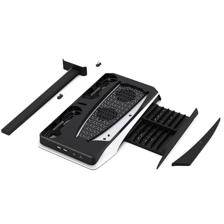 Porodo Gaming Multi-Function PS5 and Headphone Cooling and Charging Hub - White/Black