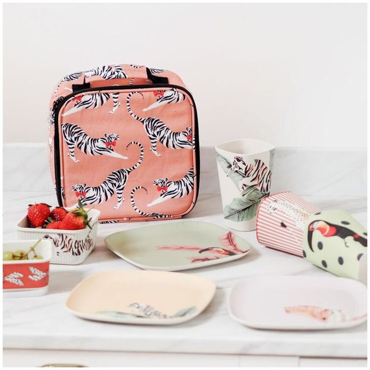 Yvonne Ellen Tiger Lunch Bag, Thick Thermal Insulation - Pink