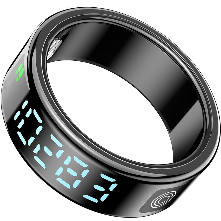 Porodo FitSync Smart Ring with Digital Display with Touch Scroll Function in Small Size 7, Up to 4 Days Active Use Time, 96KB Ram & 128KB ROM, Camera Gesture Control, Activity Tracking & 128 Sport Modes - Black
