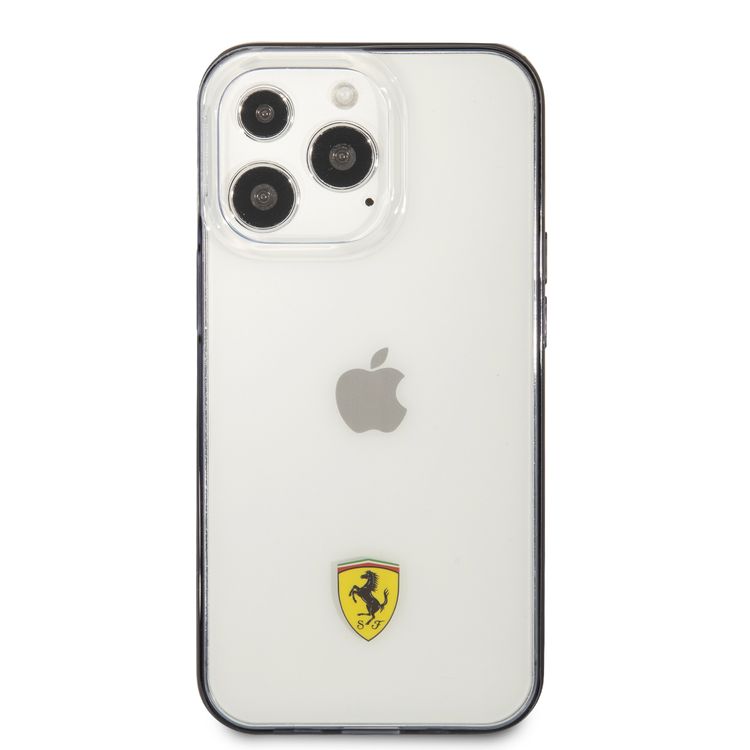 CG MOBILE Ferrari Transparent Case Print Logo Compatible for iPhone 13 Pro Max (6.7") Scratches Resistant, Easy Access to All Ports, Drop & Shock Absorption Protective Back Cover Suitable with Wireless Charging Officially Licensed