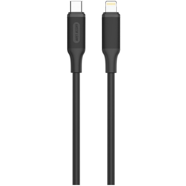 Green Lion Ultra Compact GaN Wall Charger with Dual USB-C & USB-A Ports and USB-C to Lightning Cable, PC Flame Retardant Material, Fast Charging Support, Charging Protection, Universal Compatibility, Ultra Portable - Black