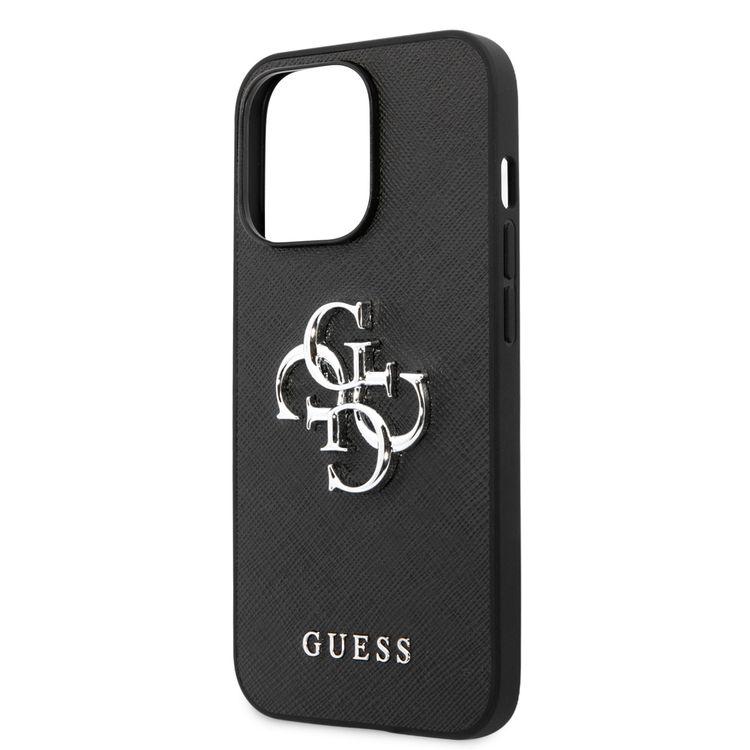 CG MOBILE Guess PU Saffiano Case with Big 4G Silver Logo Compatible for iPhone 13 Pro Max (6.7") Anti-Scratch, Easy Access to All Ports, Shock Absorption & Drop Protection Back Cover Suitable with Wireless Charging Officially Licensed