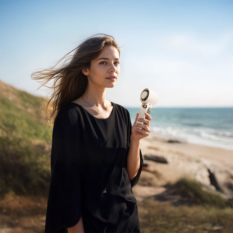 Green Lion Coolio Portable Fan with 1-199 Speed Levels, 6000mAh Battery Capacity, 5 Hours Charging Time, Type-C Charging Port, ABS + PC & Aluminum Alloy Material, 30 Hours Working Time, Silent Operation - White