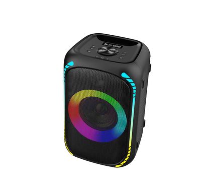 Porodo Soundtec Party Speaker with 200W Power, 4000mAh Battery Capacity, Built-in FM Radio, Bluetooth Control, IPX7 Water-Resistant, 20 Hours Play Time, 3 Hours Charging Time, 1.4" Microphone/Guitar Port, 3.5mm AUX Jack, USB-A Charging Port, LED Display, Button Control - Black
