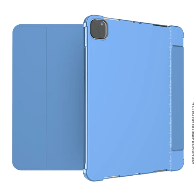 Green Lion Corbet Leather Folio Case for iPad Pro 12.9  2021 - Blue