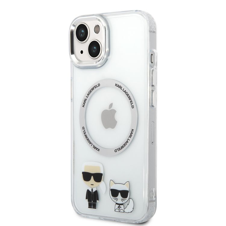 Karl Lagerfeld Magsafe PC/TPU Case with Ring Wireless Chargeable iPhone 14 Compatibility - White