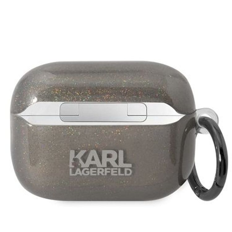 Karl Lagerfeld TPU Glitter NFT Karl &amp; Choupette Airpods Pro 2 جراب - أسود