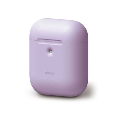 Elago Compatible w/ 2nd Generation Airpods Silicone Case, Smooth & Transparent Thin Wall, LED light Visible, Anti-Slip Coating in Cap, Flexible, Shock & Scratch Resistant-Lavender