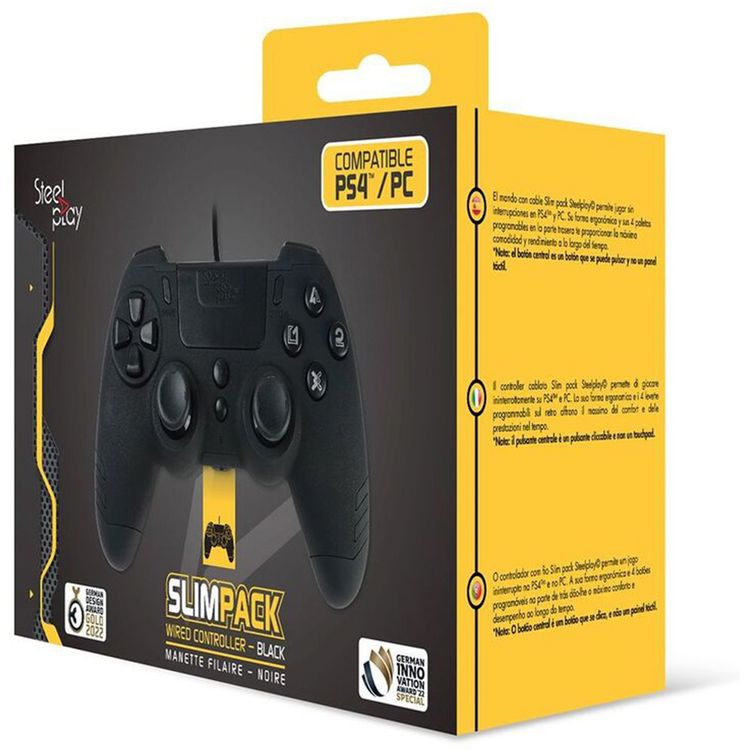 Steelplay Slim Pack Wired Controller For PC/PS4  - Black