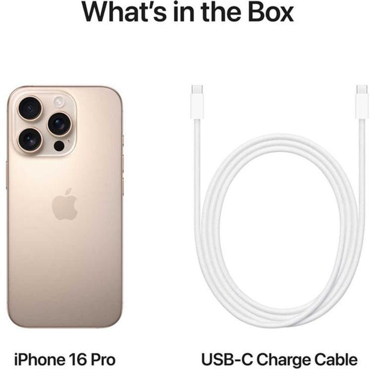 Apple iPhone 16 Pro with 256GB Capacity, 6.3‑inch Screen Size, USB-C Connector Type, 6‑Core CPU, 6‑Core GPU, 5G Network Technology, Splash, Water & Dust Resistant, Middle East Version - Desert Titanium