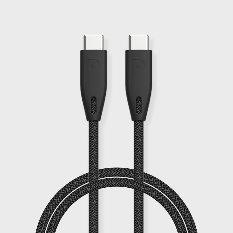  Powerology Braided USB-C to USB-C Cable - 2m / 6.6ft - Black - 2M