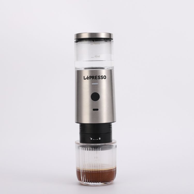 LePresso Stainless Steel Portable Espresso Maker Powder and Nespresso Pods with 9 Bar Pressure, 100mL Water Tank Capacity - Silver