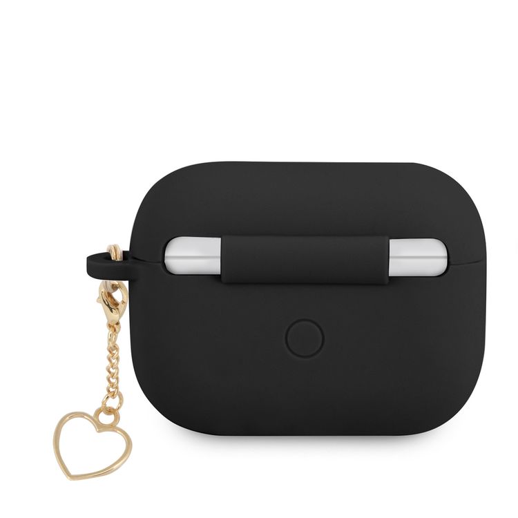 جيس GUAPLSCHSK حافظة سيليكون لأجهزة ابل إيربودز برو , و مجموعة ساحرة مع خاتم شكل قلب , مرخص بشكل رسمي - أسود