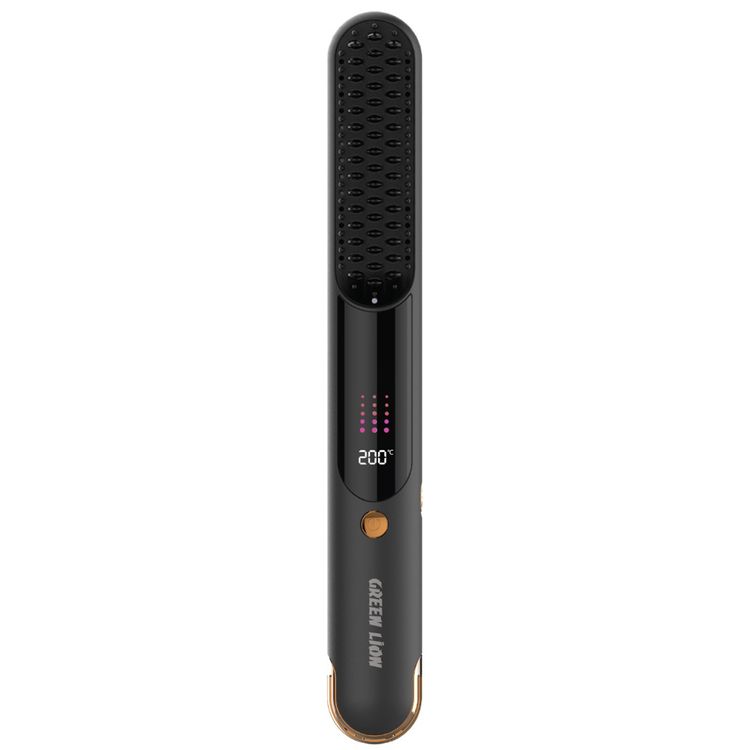 Green Lion Infrared Hair Comb with Digital Display, 50 Minutes Working Time, Adjustable Temperature Settings Up to 200°C, 2600mAh Battery, Infrared Function - Black