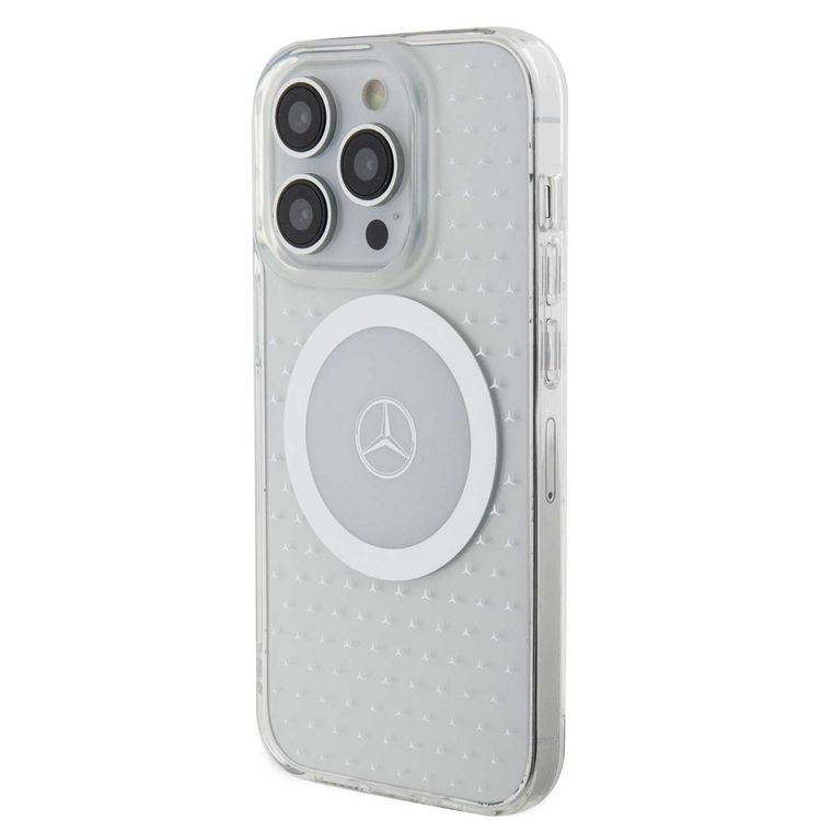 Mercedes-Benz iPhone 15 Pro Max Transparent Magsafe Case Stars Pattern - White