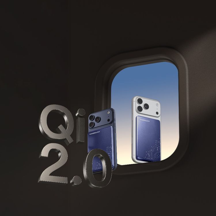 Powerology Ultra-Thin 5000mAh MagSafe Power Bank, Portable & Lightweight, Efficient Heat Dissipation, Aluminum Housing, Built-in Safeguards, Strong Magnet - Blue