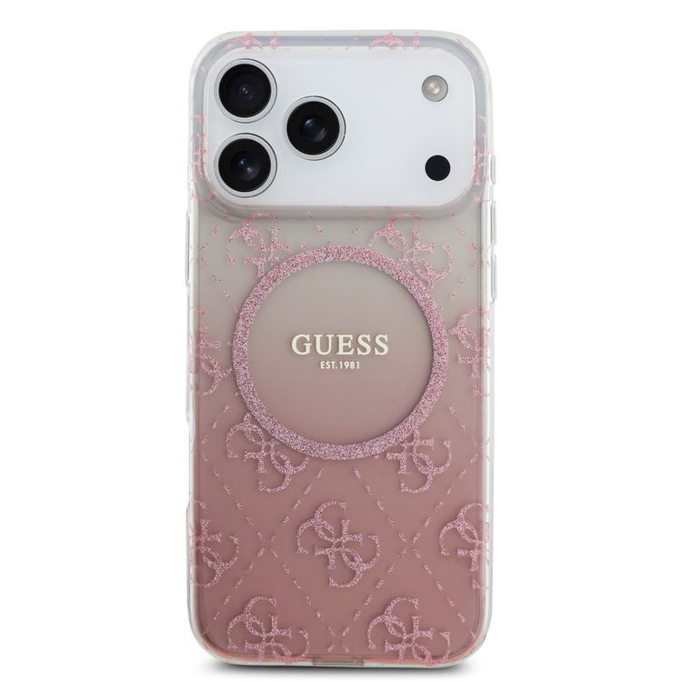 Guess MagSafe PC & TPU Case with Gradient Glitter for iPhone 17 Pro, Drop Protection, Slim Profile, Comfortable Grip, Sustainable Packaging, Easy Snap-On, Lightweight Design - Pink