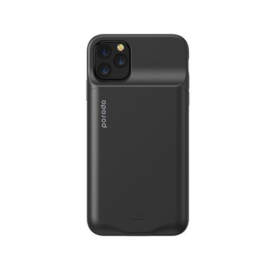 Porodo Qi 3500mAh 5W Wireless Battery Case for iPhone 11 Pro with Built-in Advanced Safety Features, 2A Fast USB-C Re-Charge Port, Portable & Convenient Charging Case - Black