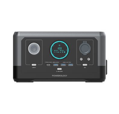  Powerology 76800mAh 300W Solar Input Portable Power Generator, 45W PD, 100W Solar Input, 15W Wireless Charger Output, 8A Car Power Output - Black
