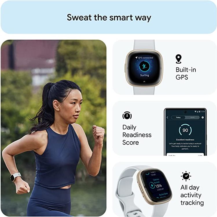 Fitbit Sense2 Fitness Wristband Heart Rate Tracker - Blue Mist/Soft Gold Aluminum